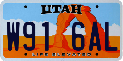 UT license plate W916AL