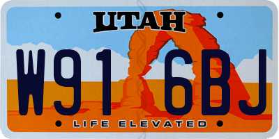 UT license plate W916BJ