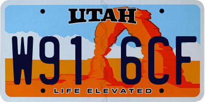 UT license plate W916CF