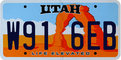UT license plate W916EB