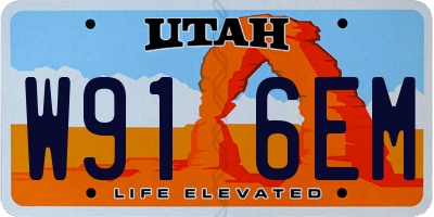UT license plate W916EM