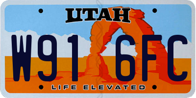 UT license plate W916FC