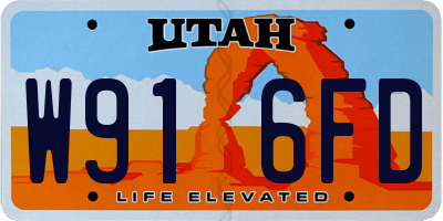 UT license plate W916FD