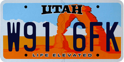 UT license plate W916FK