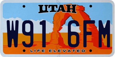UT license plate W916FM