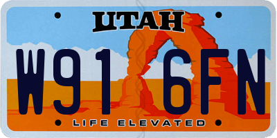 UT license plate W916FN