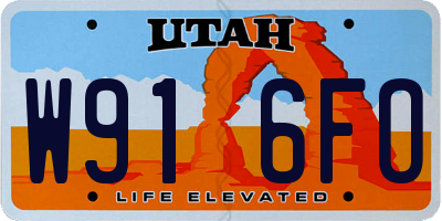 UT license plate W916FO