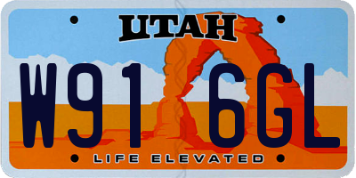 UT license plate W916GL