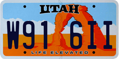 UT license plate W916II