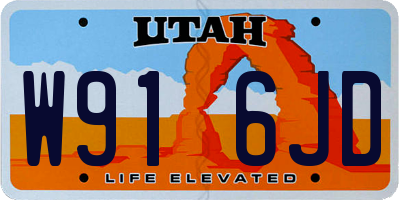 UT license plate W916JD