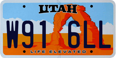 UT license plate W916LL