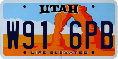 UT license plate W916PB
