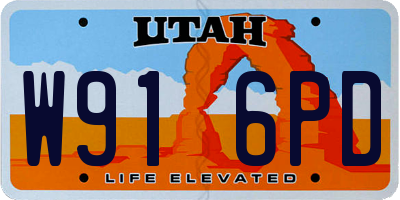 UT license plate W916PD