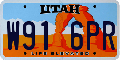 UT license plate W916PR