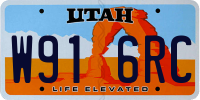 UT license plate W916RC