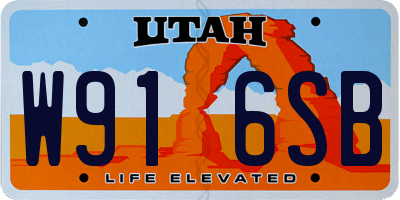 UT license plate W916SB