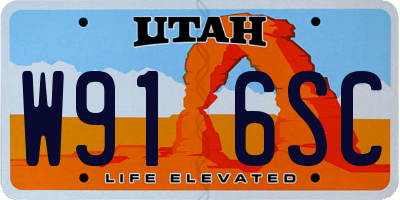 UT license plate W916SC