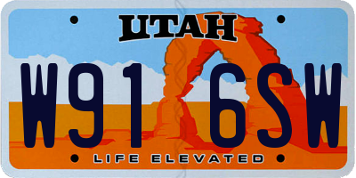 UT license plate W916SW