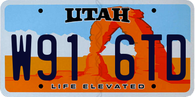 UT license plate W916TD