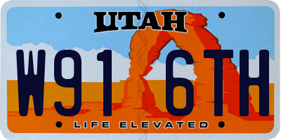 UT license plate W916TH