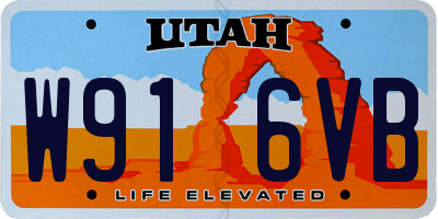 UT license plate W916VB