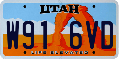 UT license plate W916VD