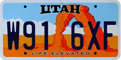 UT license plate W916XF