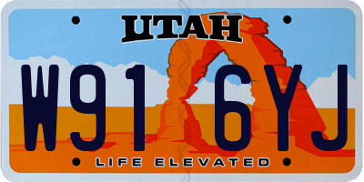 UT license plate W916YJ