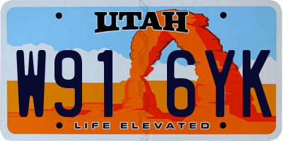 UT license plate W916YK