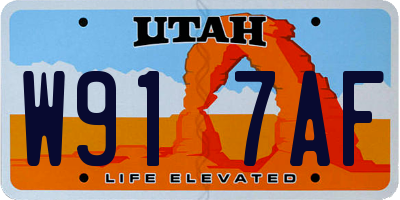 UT license plate W917AF