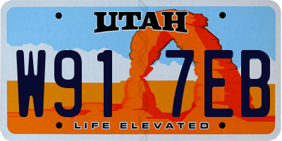 UT license plate W917EB