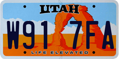 UT license plate W917FA