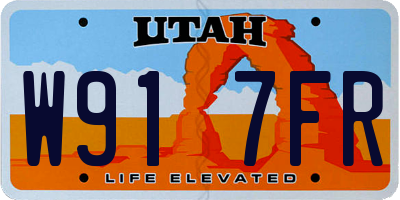 UT license plate W917FR