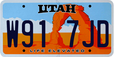 UT license plate W917JD
