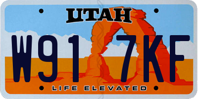 UT license plate W917KF