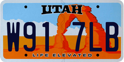 UT license plate W917LB