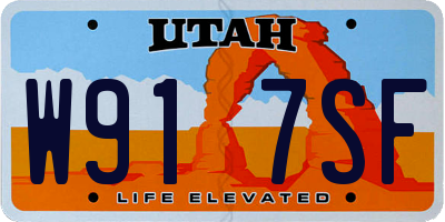 UT license plate W917SF