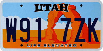 UT license plate W917ZK