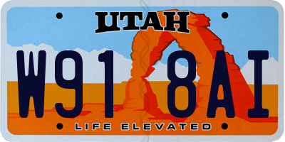 UT license plate W918AI