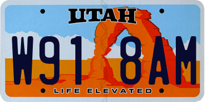 UT license plate W918AM