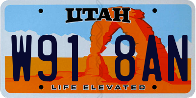 UT license plate W918AN