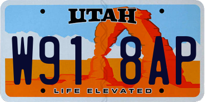 UT license plate W918AP