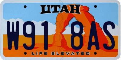 UT license plate W918AS