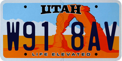 UT license plate W918AV