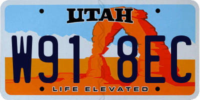 UT license plate W918EC