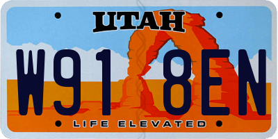 UT license plate W918EN