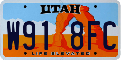 UT license plate W918FC