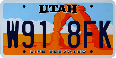 UT license plate W918FK