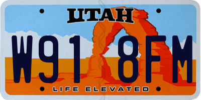 UT license plate W918FM