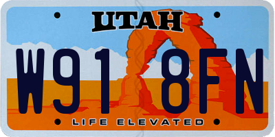 UT license plate W918FN